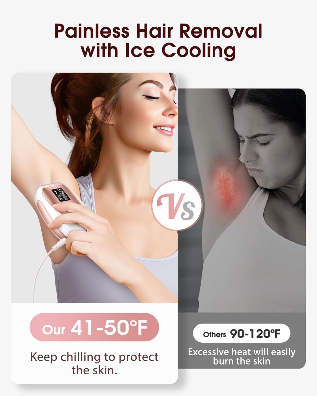 LYSMOSKI Laser Hair Removal, IPL Hair Removal with Ice-Cooling System