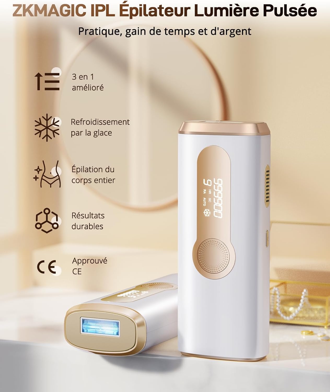 Haarlosy Épilateur Lumière Pulsée avec Indolore Refroidissement