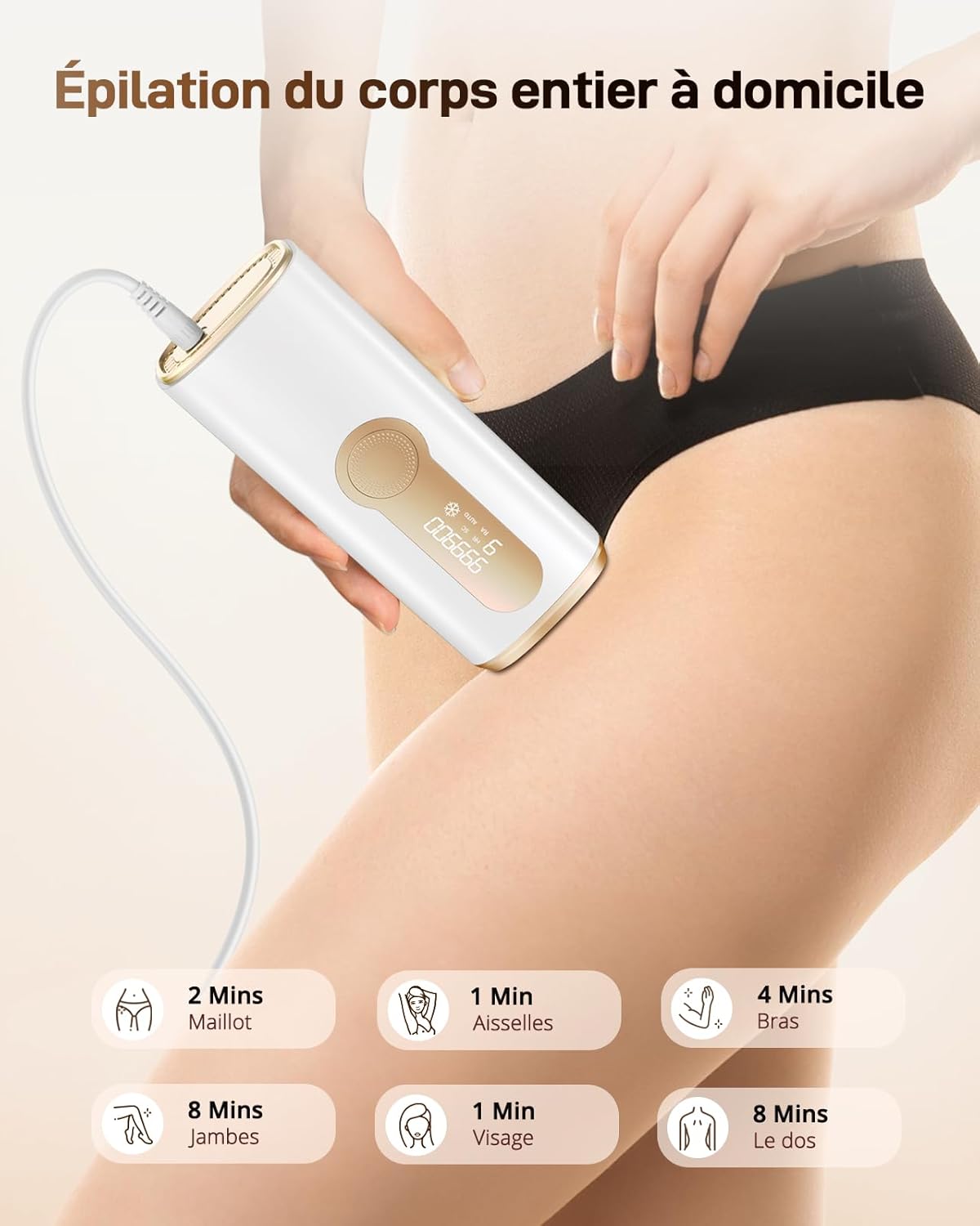 Haarlosy Épilateur Lumière Pulsée avec Indolore Refroidissement