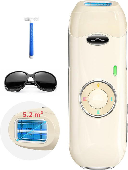 Haarlosy IPL Laser Hair Removal Device for Women and Men, Painless and Long Lasting Result, IGBT at Home IPL Laser Hair Remover Machine for Bikini Line Face Armpit Body, Pale Yellow