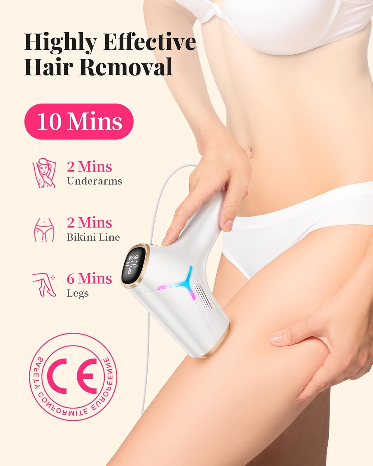 Haarlosy IPL Geräte Haarentfernung Laser für Frauen und Männer, zu Hause IGBT Schmerzfreies IPL Haarentfernungsgerät für Schnelleres Ergebnis, für Gesicht, Bikinizone, Achseln, Körper, Gold