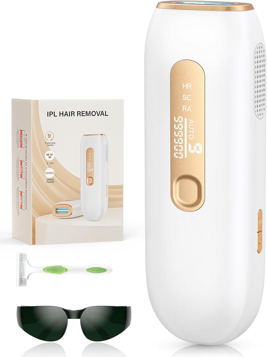 Haarlosy Epilateur Lumiere Pulsee, IPL Epilateur Laser 2 Modes 3 Fonctions(HR/RA/SC)