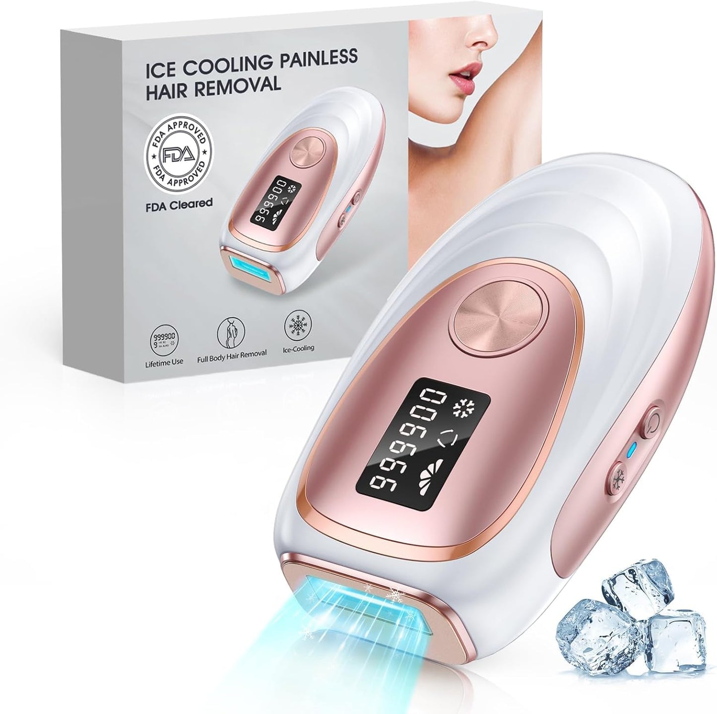 Haarlosy Epilatore Luce Pulsata con Ghiaccio, Efficiente IPL Epilatore Laser 999900 Impulsi Luminosi