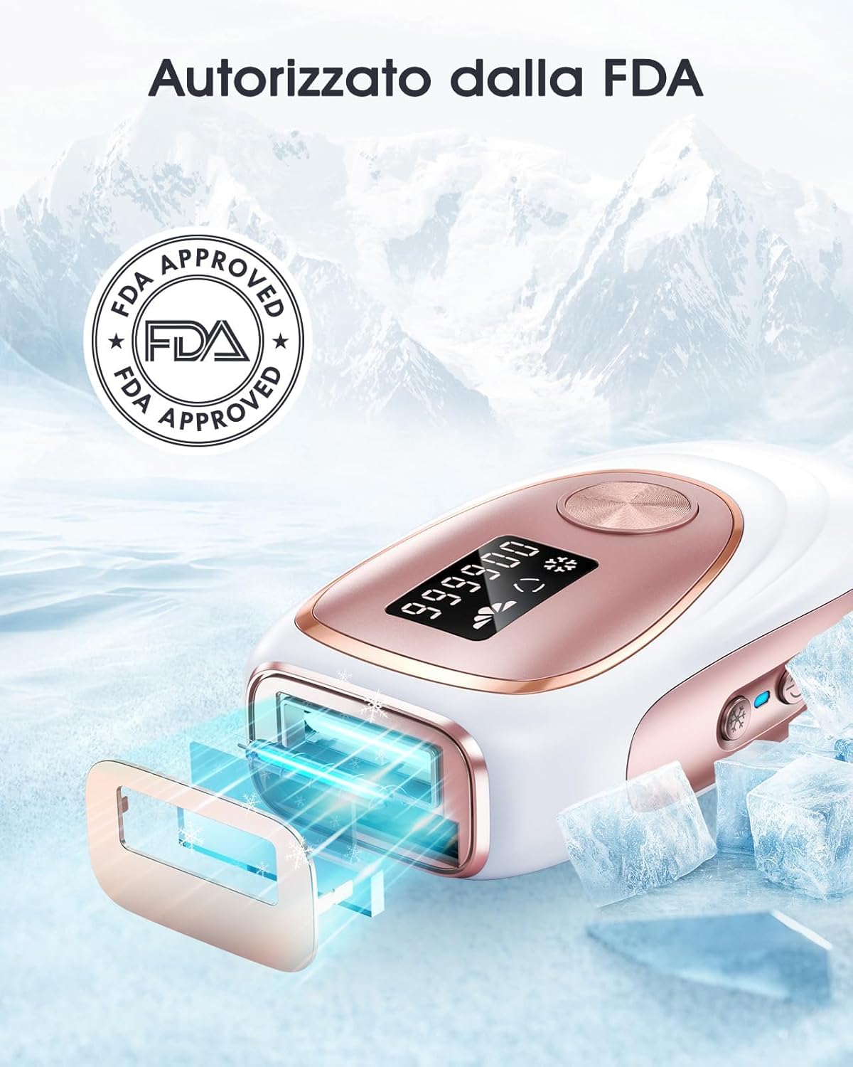 Haarlosy Epilatore Luce Pulsata con Ghiaccio, Efficiente IPL Epilatore Laser 999900 Impulsi Luminosi