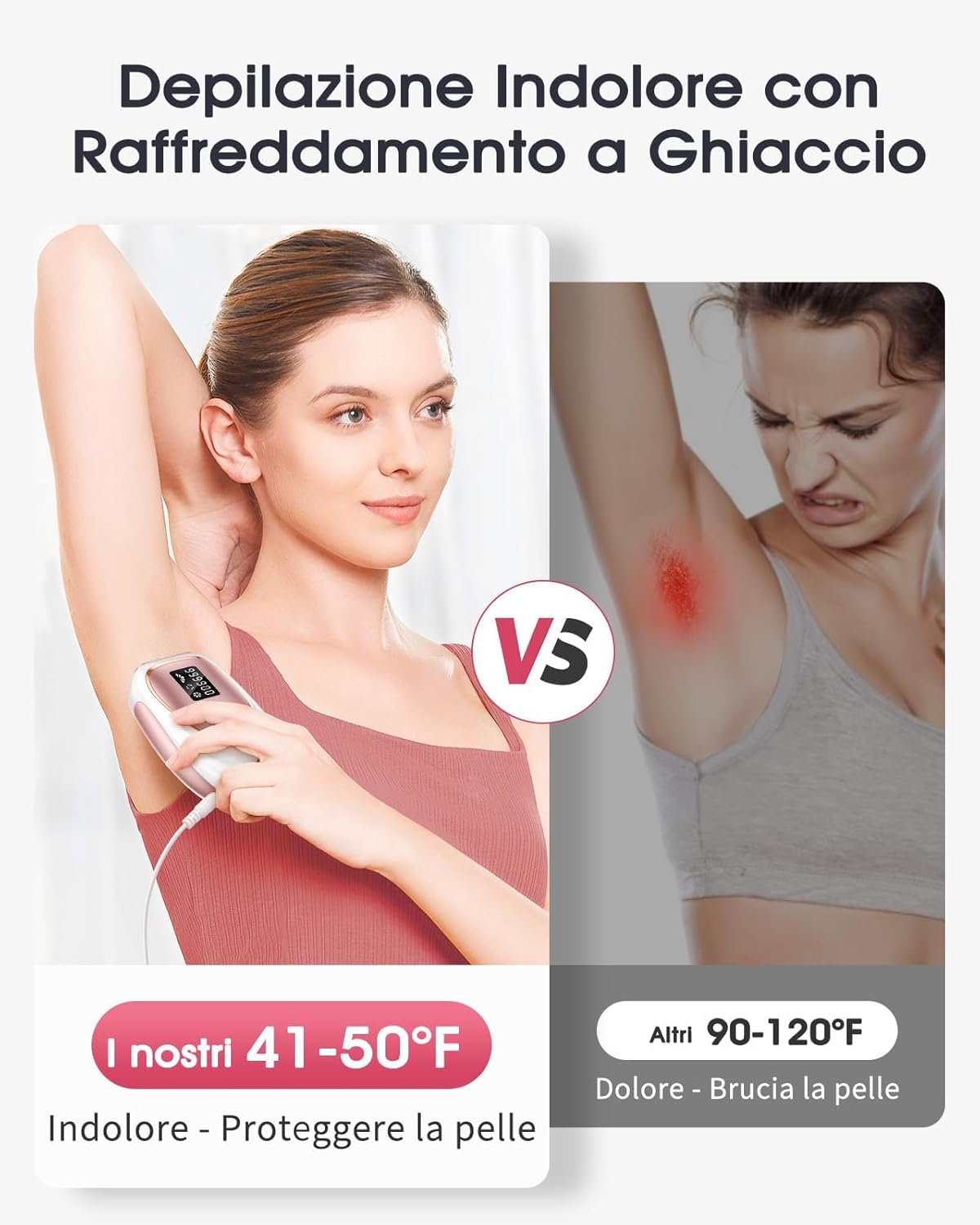 Haarlosy Epilatore Luce Pulsata con Ghiaccio, Efficiente IPL Epilatore Laser 999900 Impulsi Luminosi