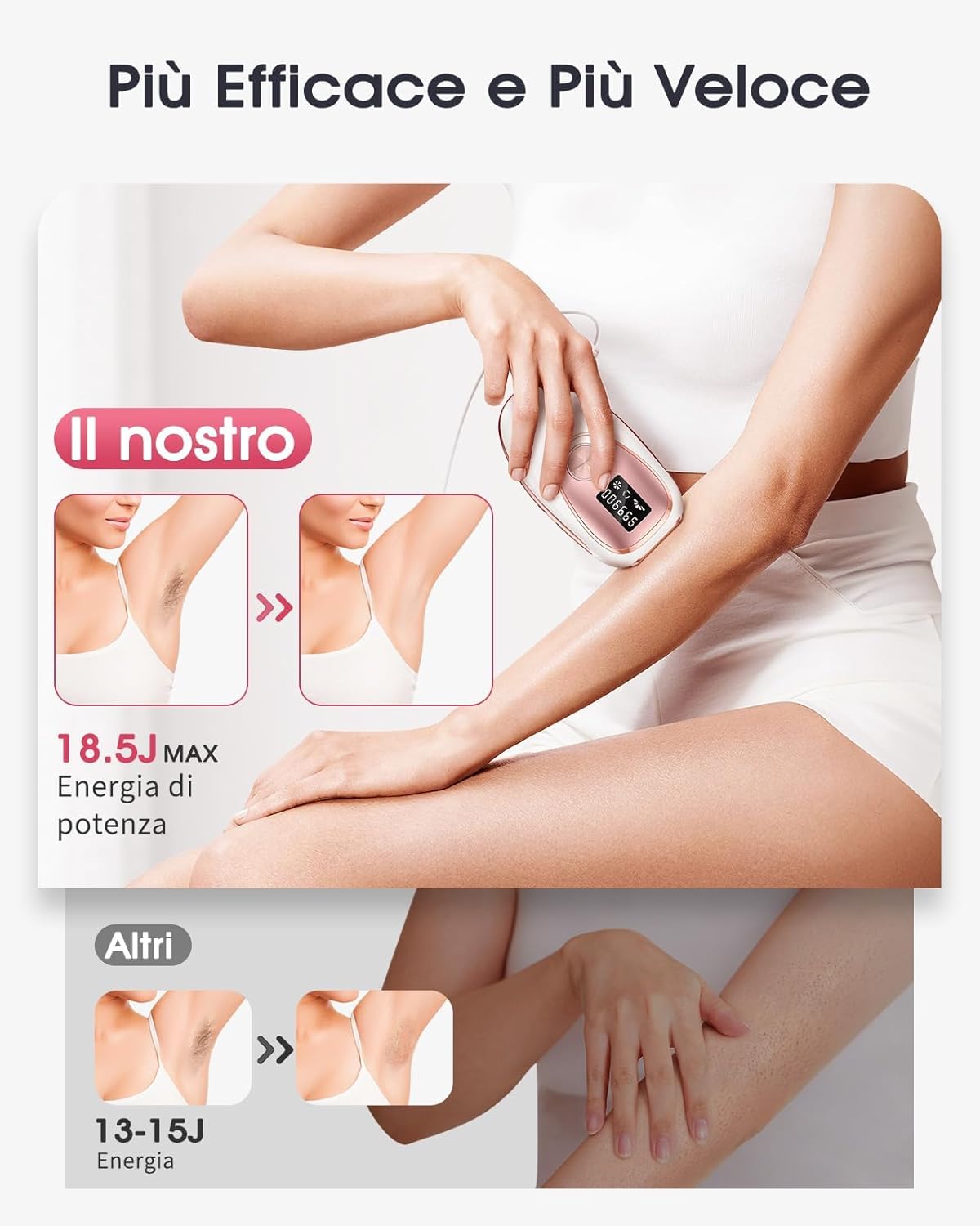 Haarlosy Epilatore Luce Pulsata con Ghiaccio, Efficiente IPL Epilatore Laser 999900 Impulsi Luminosi