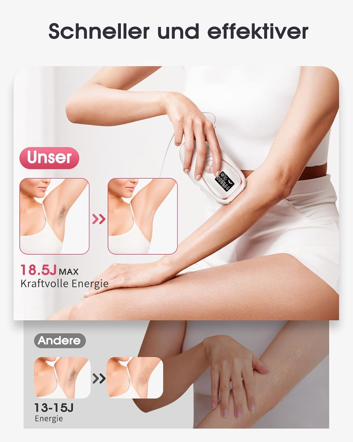 Haarlosy IPL Devices Hair Removal Laser with Cooling Function, 5 Energy Levels, 999,900 Light Pulses, Painless IPL Hair Removal Device for Women, Men, Face, Armpits, Legs and Body (White)