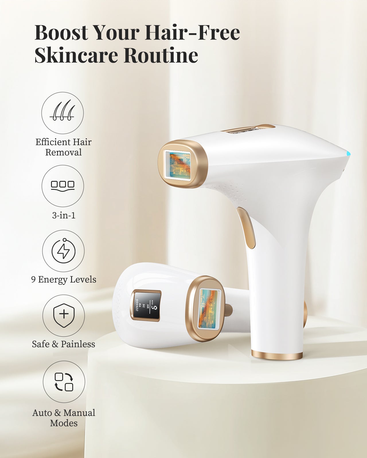 Haarlosy IPL Laser Hair Removal Device for Women and Men with 3-in-1 and Salon Quality Result at Home