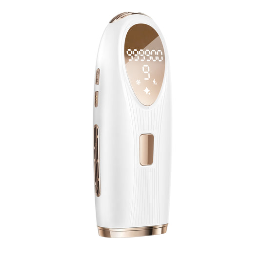 TIIMAGIC IPL Laser Hair Removal Device for Women and Men with Ice Cooling for At Home Use on Upper Lip Underarm Bikini Line and All Body, 9 Level, 999,900 Flash, Auto/Manual Mode, LED Display, White