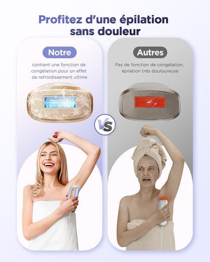 Haarlosy Épilateur Lumière Pulsée avec Indolore Refroidissement