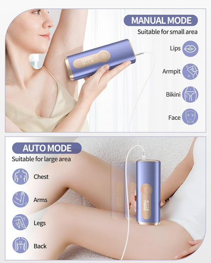 Depiladora Laser IPL con Refrigeración, 9 Niveles de Energía, 3 en 1 Innovadora Función