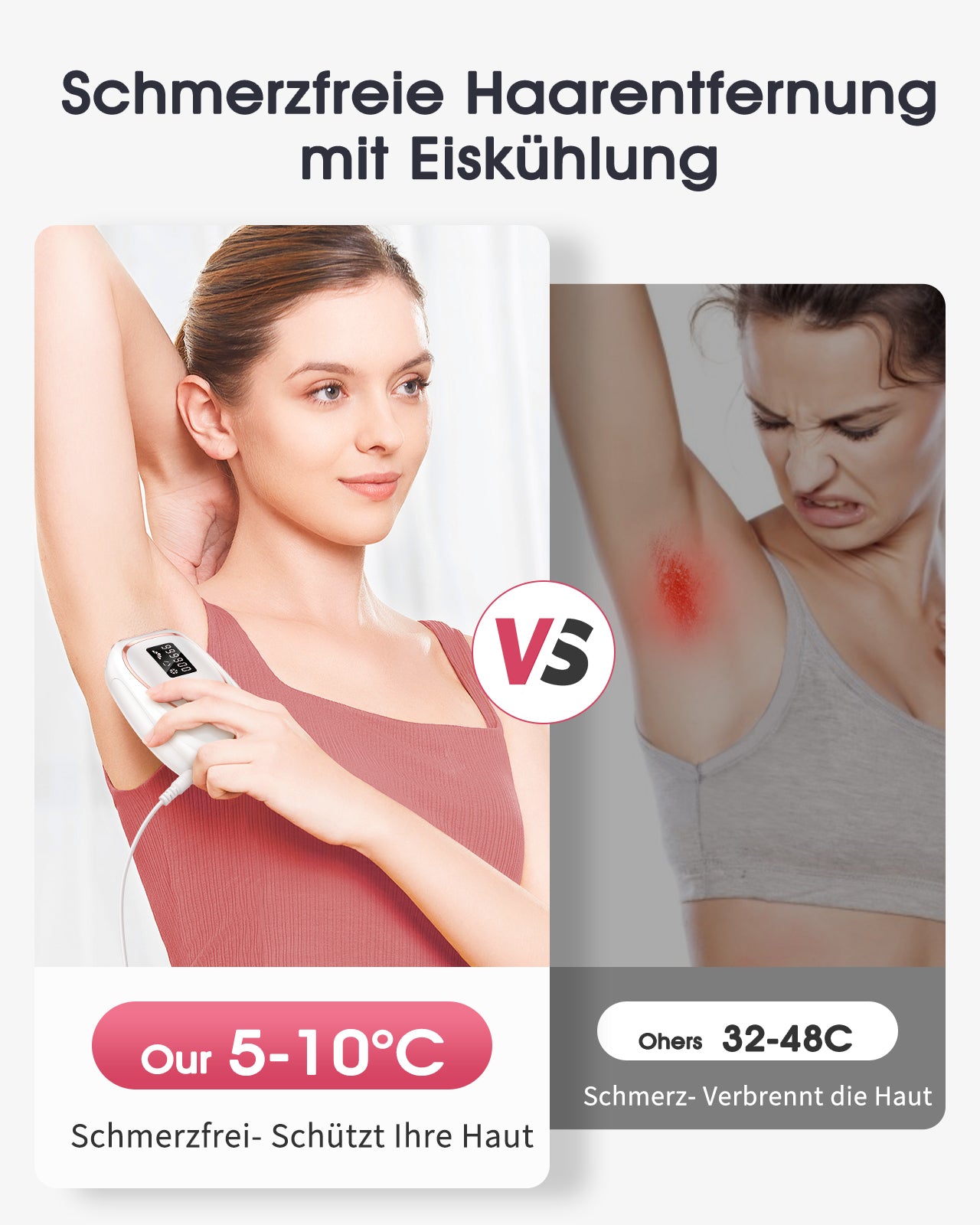 Haarlosy IPL Geräte Haarentfernung Laser mit Gefrierfunktion, Schmerzfreie 5 Energiestufen 999,900 Lichtimpulse Haarentfernungsgerät für Damen Männer Gesicht Achseln Beine und Körper