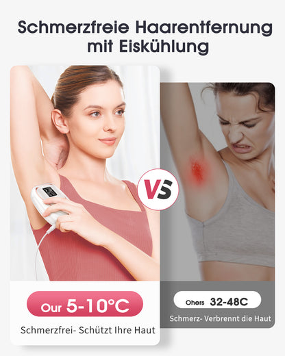 Haarlosy IPL Geräte Haarentfernung Laser mit Gefrierfunktion, Schmerzfreie 5 Energiestufen 999,900 Lichtimpulse Haarentfernungsgerät für Damen Männer Gesicht Achseln Beine und Körper