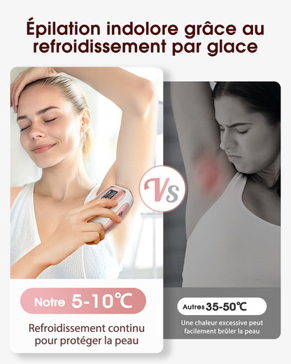 Haarlosy Épilateur Lumière Pulsée de Refroidissement, 999,900 Flashes IPL Laser Épilateur Definitive, 2 Modes 5 Niveaux Énergie Épilation Laser pour Visage/Corps/Maillot/Aisselles