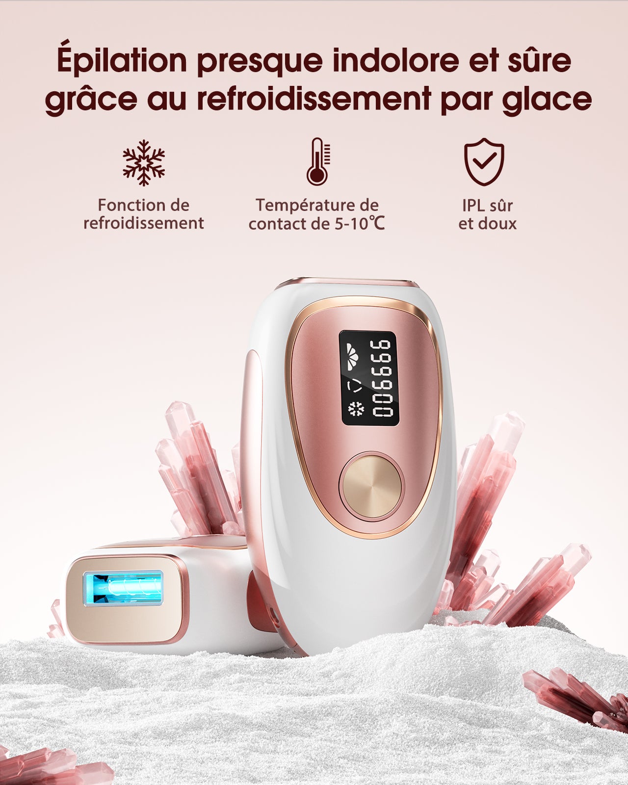 Haarlosy Épilateur Lumière Pulsée de Refroidissement, 999,900 Flashes IPL Laser Épilateur Definitive, 2 Modes 5 Niveaux Énergie Épilation Laser pour Visage/Corps/Maillot/Aisselles